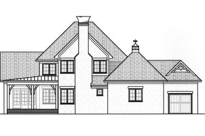 Home Plan - Exterior - Rear Elevation for European House Plan #413-828 - 4 bed, 3.5 bath