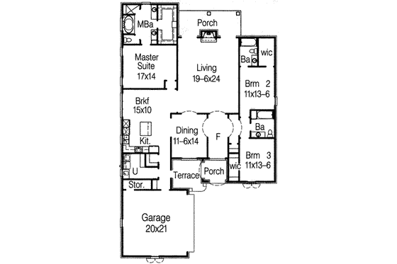 Floor Plan - Main Floor for European House Plan #15-282 - 3 bed, 3 bath