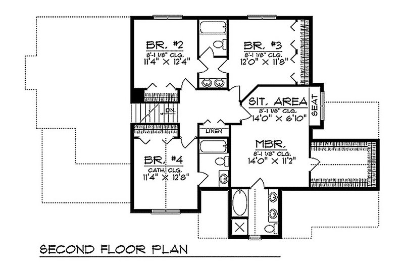 Home Plan - Craftsman style house plan, upper level floor plan