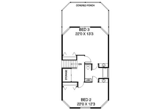 Floor Plan - Upper Floor for Traditional House Plan #60-435 - 4 bed, 2 bath