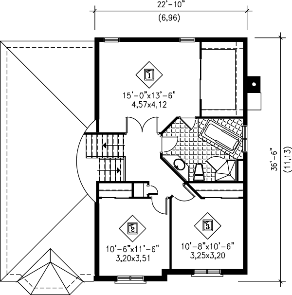 European Floor Plan - Upper Floor Plan #25-336