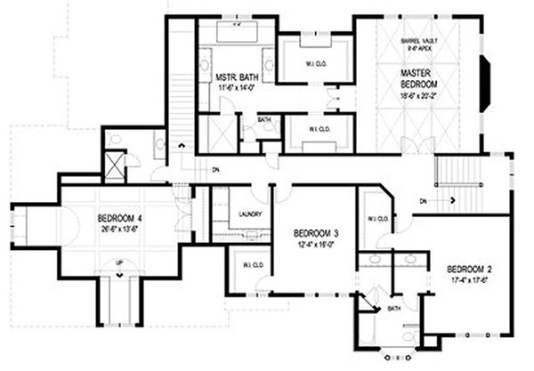 Traditional Floor Plan - Upper Floor Plan #56-603