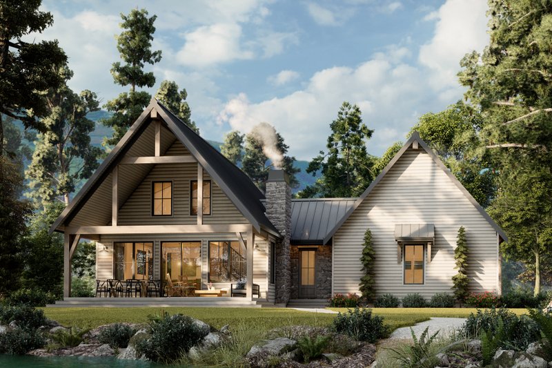 House Plan Design - Exterior - Rear Elevation for Cabin House Plan #1114-9 - 2 bed, 2 bath