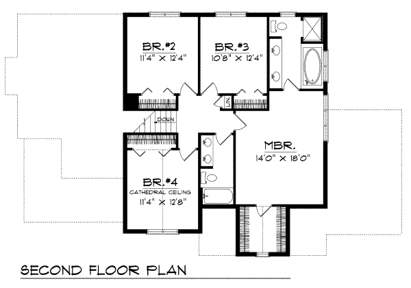 Traditional Floor Plan - Upper Floor Plan #70-330