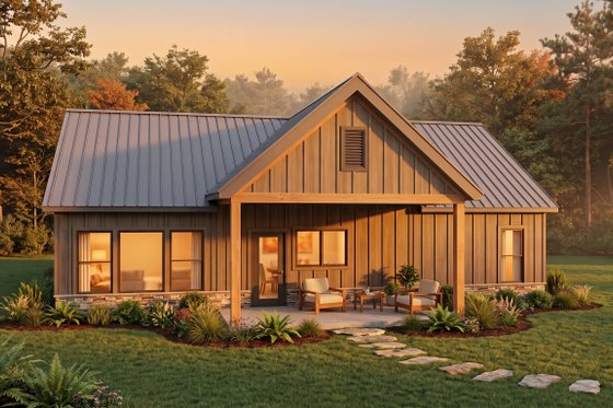 Exterior - Rear Elevation for Cabin House Plan #1089-77 - 2 bed, 2 bath