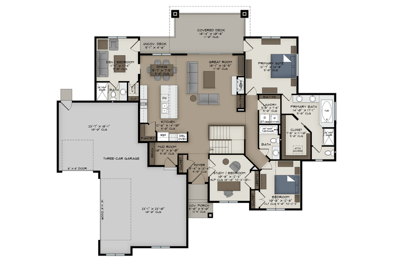 House Design - Floor Plan - Main Floor for Farmhouse House Plan #1108-14 - 6 bed, 5 bath