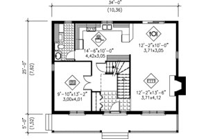 Floor Plan - Main Floor for Farmhouse House Plan #25-221 - 3 bed, 1.5 bath