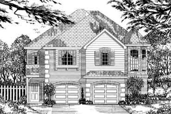 Exterior - Front Elevation for European House Plan #62-136 - 4 bed, 2.5 bath