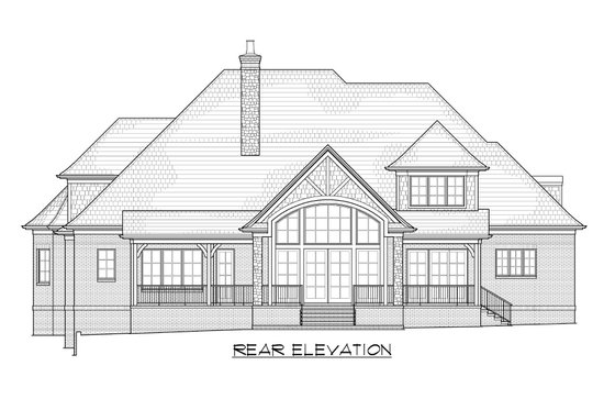 Exterior - Rear Elevation for European House Plan #1054-94 - 4 bed, 4.5 bath