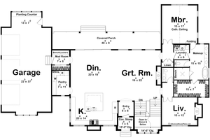 Floor Plan - Main Floor for Cottage House Plan #455-598 - 4 bed, 3.5 bath