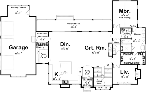 House Blueprint - Cottage Floor Plan - Main Floor Plan #455-598