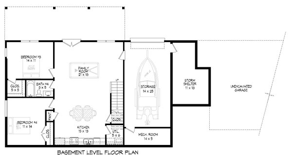 Country Floor Plan - Lower Floor Plan #932-883