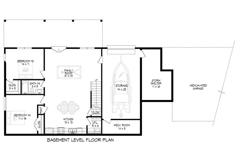 House Blueprint - Floor Plan - Lower Floor for Country House Plan #932-883 - 4 bed, 4 bath