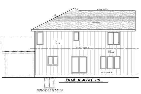 Exterior - Rear Elevation 1 for Modern House Plan #20-2537 - 4 bed, 2.5 bath