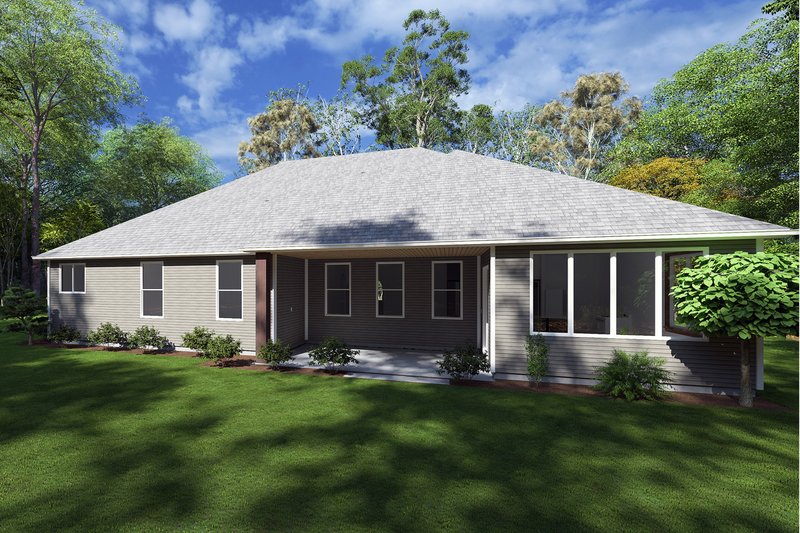 House Plan Design - Exterior - Rear Elevation for Ranch House Plan #1111-5 - 4 bed, 2.5 bath