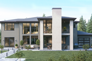 Exterior - Rear Elevation for Classical House Plan #1066-18 - 4 bed, 3.5 bath