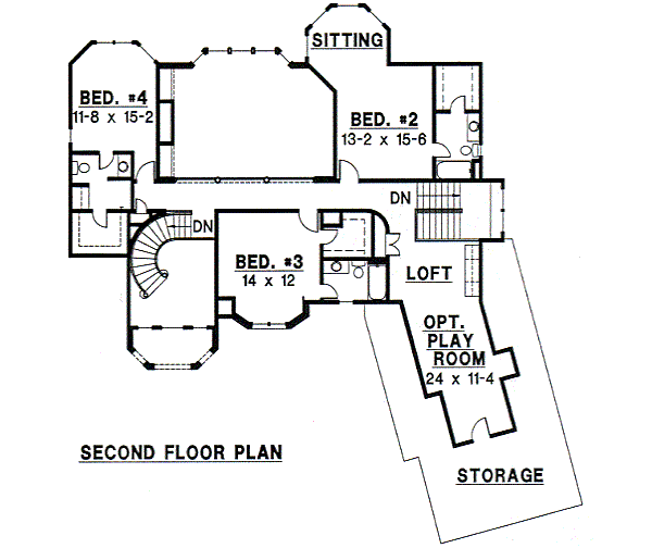 Traditional Floor Plan - Upper Floor Plan #67-245