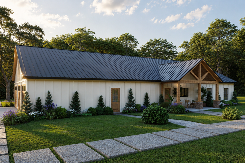 House Blueprint - Exterior - Rear Elevation for Barndominium House Plan #1117-7 - 4 bed, 3.5 bath