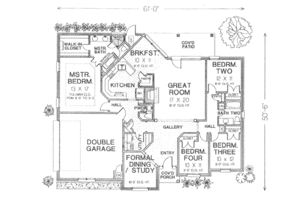 Floor Plan - Main Floor for European House Plan #310-401 - 4 bed, 2.5 bath