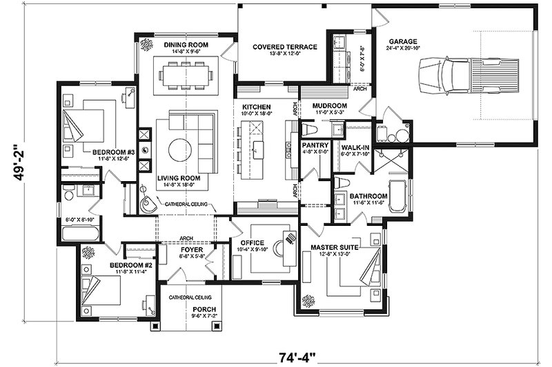 Home Plan - Floor Plan - Main Floor for European House Plan #23-2794 - 4 bed, 2.5 bath