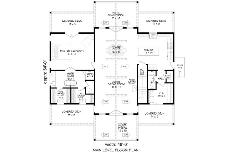 House Design - Floor Plan - Main Floor for Craftsman House Plan #932-1085 - 3 bed, 2.5 bath
