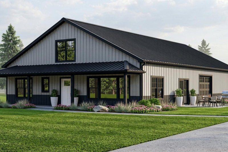 House Blueprint - Exterior - Front Elevation 2 for Barndominium House Plan #1064-429 - 3 bed, 2 bath