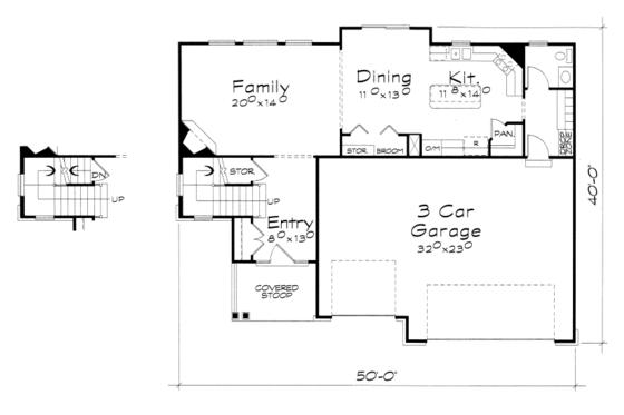 Floor Plan - Main Floor for Traditional House Plan #20-2112 - 4 bed, 2.5 bath
