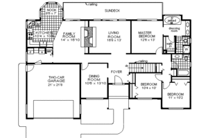 Floor Plan - Main Floor for Ranch House Plan #18-106 - 3 bed, 2 bath