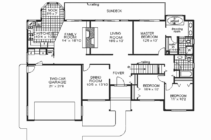 House Design - Floor Plan - Main Floor for Ranch House Plan #18-106 - 3 bed, 2 bath