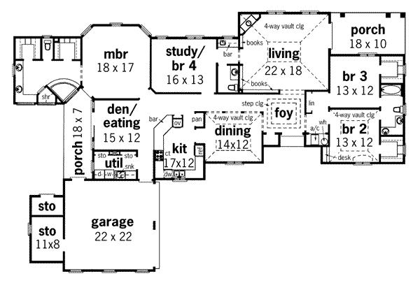 House Plan Design - European Floor Plan - Main Floor Plan #45-156