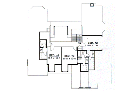 Floor Plan - Upper Floor for Traditional House Plan #67-445 - 4 bed, 3.5 bath