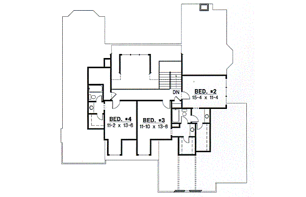 Traditional Floor Plan - Upper Floor Plan #67-445