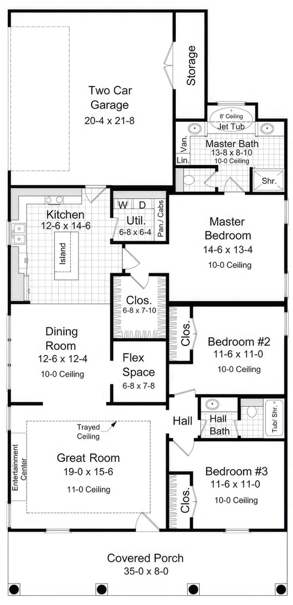 House Blueprint - Ranch Floor Plan - Main Floor Plan #21-565