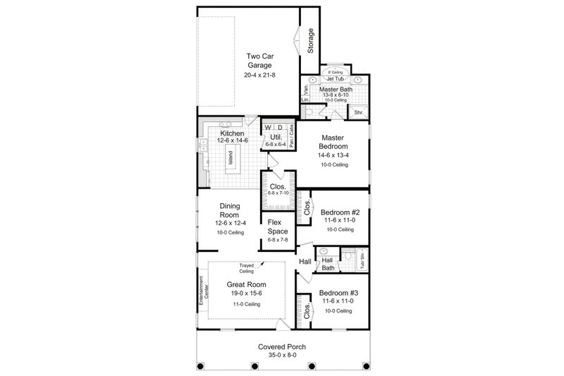 Ranch Style House Plan - 3 Beds 2 Baths 1650 Sq/Ft Plan #21-565 ...