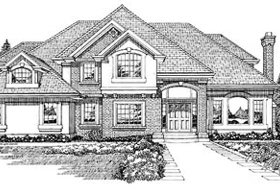 Exterior - Front Elevation for European House Plan #47-319 - 4 bed, 4.5 bath