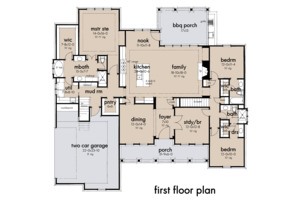 Floor Plan - Main Floor for Farmhouse House Plan #120-265 - 4 bed, 2 bath
