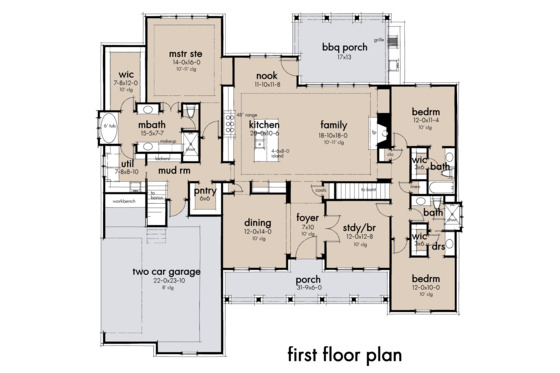 Floor Plan - Main Floor for Farmhouse House Plan #120-265 - 4 bed, 2 bath