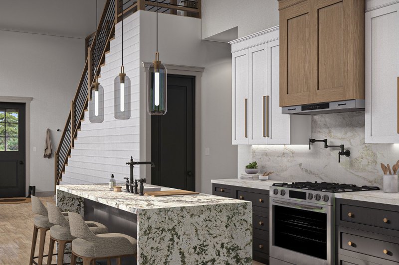 Architectural House Design - Interior - Kitchen 1 for Barndominium House Plan #455-475 - 3 bed, 3 bath