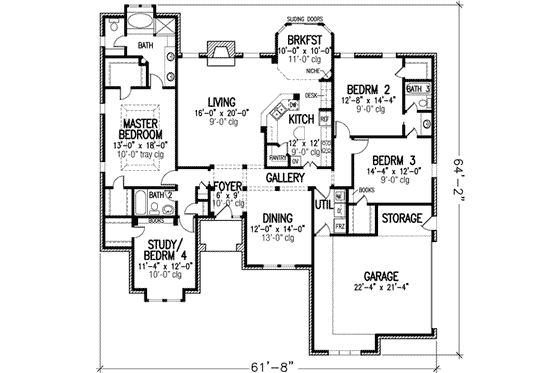 Floor Plan - Main Floor for European House Plan #410-151 - 3 bed, 3 bath