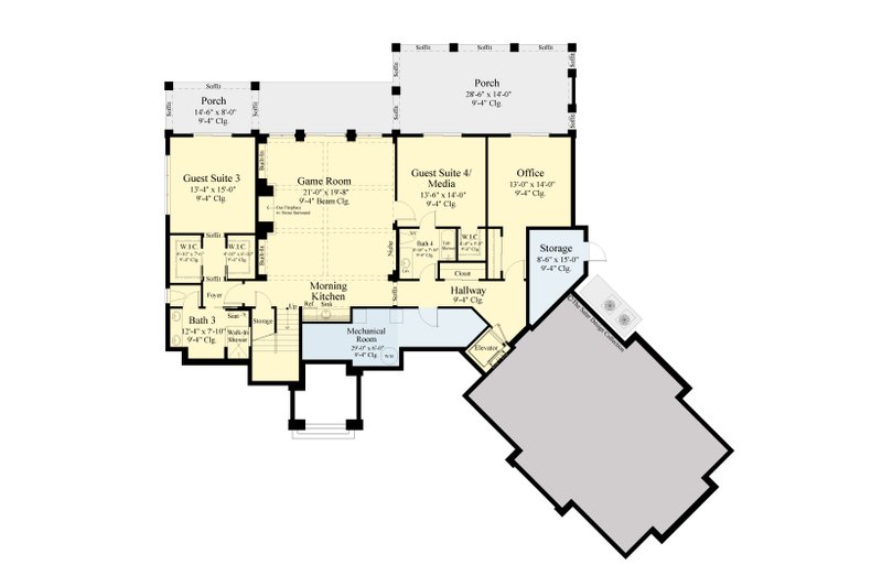 Home Plan - Floor Plan - Lower Floor for Contemporary House Plan #930-547 - 4 bed, 4.5 bath
