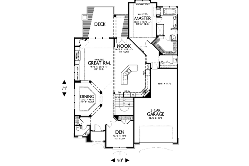 Architectural House Design - Floor Plan - Main Floor for Traditional House Plan #48-296 - 3 bed, 2.5 bath