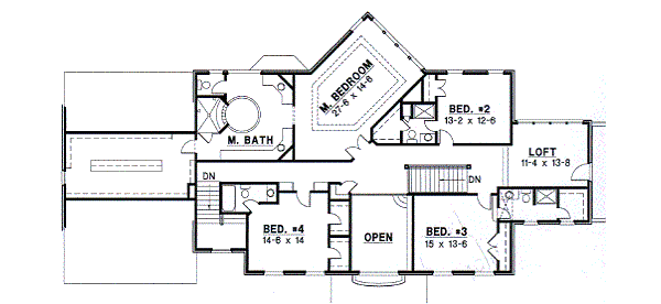 Classical Floor Plan - Upper Floor Plan #67-627