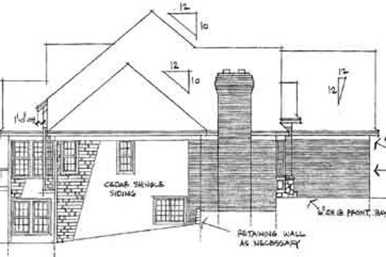 Exterior - Rear Elevation for European House Plan #51-188 - 3 bed, 3.5 bath