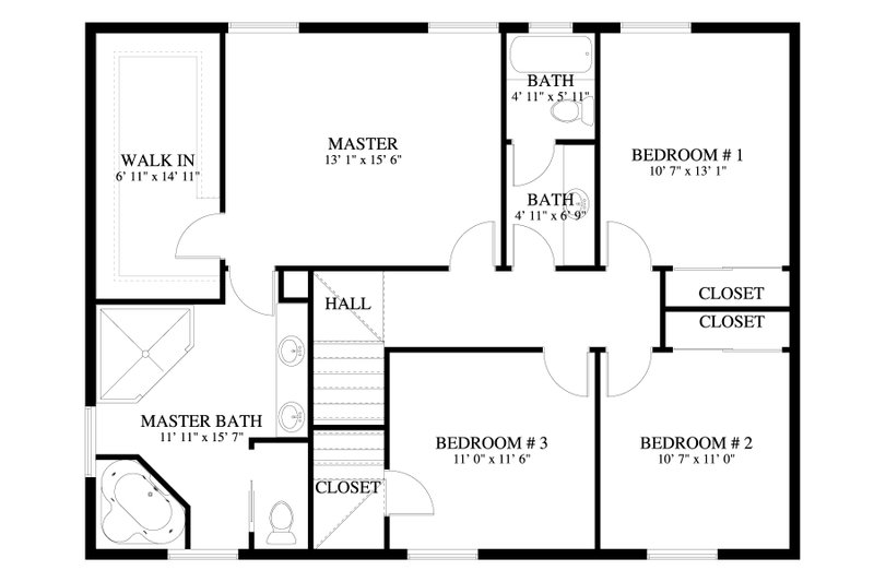 House Plan Design - Floor Plan - Upper Floor for Traditional House Plan #1060-206 - 4 bed, 2.5 bath