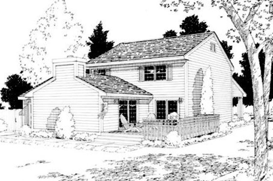 Exterior - Rear Elevation for Traditional House Plan #312-845 - 3 bed, 2.5 bath