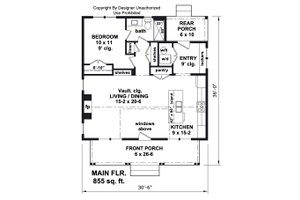 Floor Plan - Main Floor for Farmhouse House Plan #51-1431 - 1 bed, 1 bath