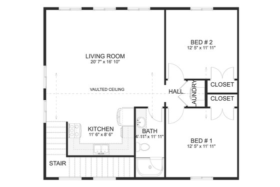 Floor Plan - Upper Floor for Barndominium House Plan #1060-186 - 2 bed, 1 bath