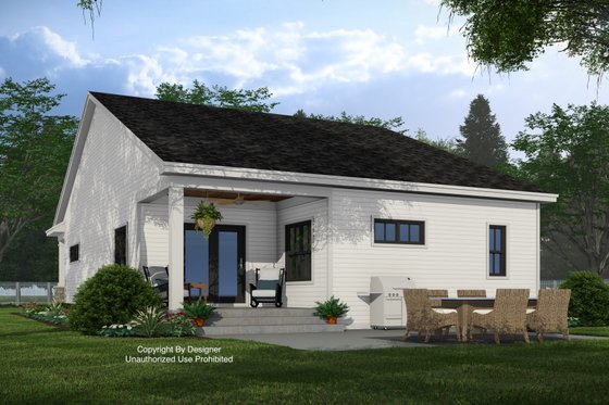 Exterior - Rear Elevation 1 for Farmhouse House Plan #51-1505 - 3 bed, 2 bath