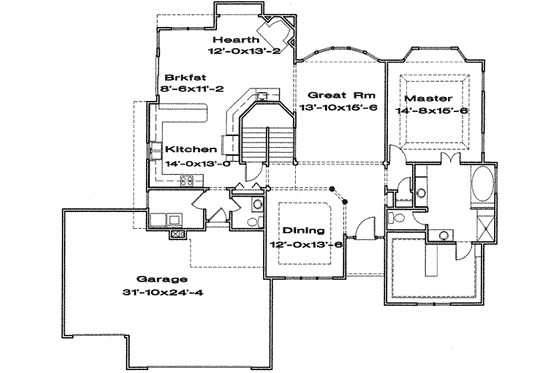Floor Plan - Main Floor for Traditional House Plan #6-186 - 4 bed, 3.5 bath
