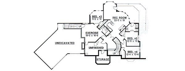 European Floor Plan - Lower Floor Plan #67-335